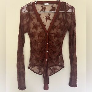 Lace Long-Sleeve Button Bodysuit